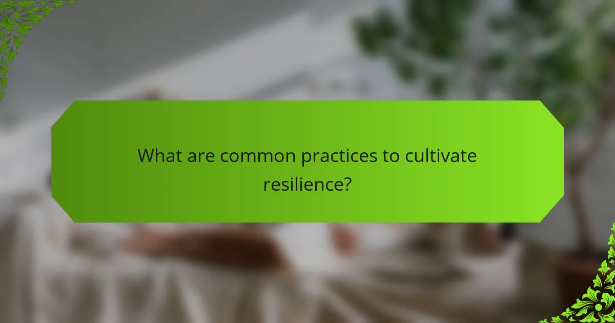 What are common practices to cultivate resilience?